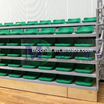 China Indoor Event Mercury Fire Resistant Retractable Electric Folding Bleachers Mobile Grandstand for sale