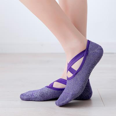 China Custom Logo Yoga Socks Slipper Women Antibacterial Anti Slip Cotton Ladies Pilates Boots Ballet Heel Yoga Dance Fitness Boots Dropshipping for sale