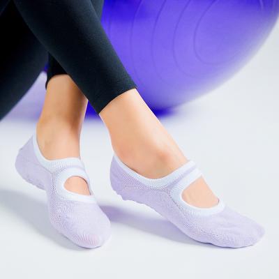 China Logo Women Yoga Socks Custom Non Antibacterial slip Pilates thongs fitness ballet dance cotton breathable sports thongs slippers for sale