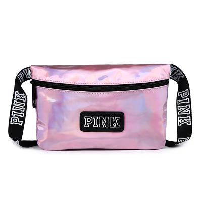 China Water Proof Fashion PU Laser Waterproof Sports Belt Waist Bag Travel Running Cross - Body Pink Holographic Designer Women Fanny Pack Purse for sale