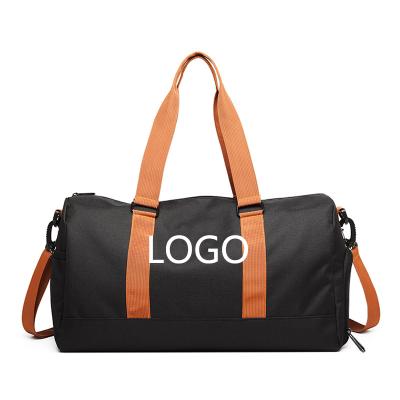 China Lightweight Custom Lightweight Black Pink Travel Bags Overnight Waterproof 100% Polyester Duffel Bag With Logo Print for sale