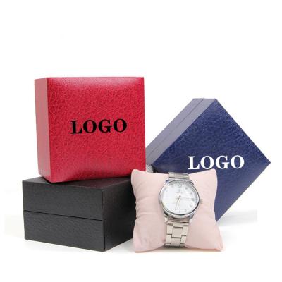 China Wholesale Custom Litchi Leather Pattern Pebbled ODM Watch Box OEM Flip Leather Watch Box PU Paper Filled Leather Watch Box for sale