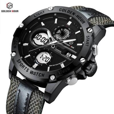 China Big Date GOLDENHOUR GH116 Automatic Dial Sports Watch Fashion Luxury Military Quartz Men Brand LED Digital Wristwatch Waterproof Watch for sale