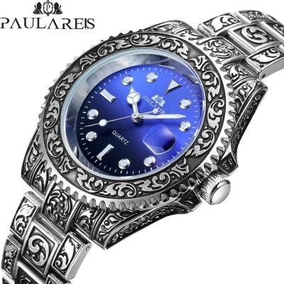 China PAULAREIS Day/Date Quartz Carved Water Ghost Luminous Calendar Men's QUARTZ WATCH for sale