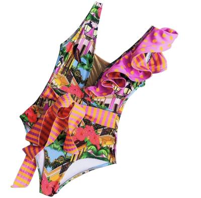 China Sexy One-Piece Summer Breathable Swimwear Women Swimwear Floral Print Jumpsuit for sale