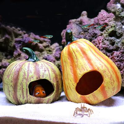 China Pumpkin Cave Shelter Aquarium Accessories Decor Aquarium Fish Tank Decoration Stocked Hiding Resin In Tank for sale