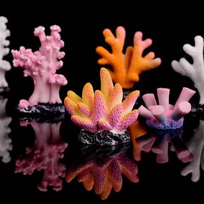 China Artificial Coral Decoration Colorful Fish Aquarium Resin Stocked Coral For Aquarium Resin Reef Rock Ornaments for sale