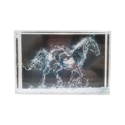 China Hot Original Design 5x7 Original Photo Item Acrylic Glitter Rectangle Shaped Box Frame Glitter Picture Photo Frame for sale