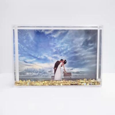 China Wholesale Private Acrylic Liquid Photo Frame Wedding Subject 4*6inch Glitter Liquid Photo Frame Environmental Friendly for sale