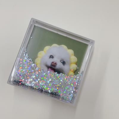 China Wholesale Environmentally Friendly Liquid-glitter-glitter-dog-cat-dog-picture-frame-frame 4*4 Water Globe Picture Frames for sale