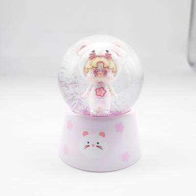 China Europe 45mm Customized Cheap Kids Decoration Little Girl Plastic Snow Water Safe Globe for sale