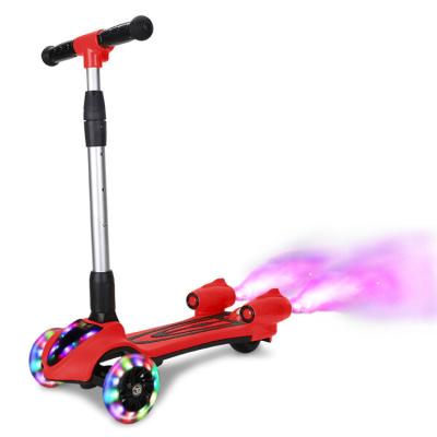 China PP Three Wheel LED Light Wheel Rocket Pray Fire Kids Jet Kick Kids Scooter s Bike With Music for sale