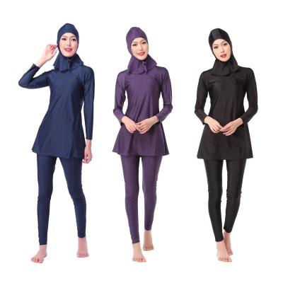 China Anti-UV Hot selling muslim long women's one-piece swimsuit racing training sports buckle swimwear women for sale