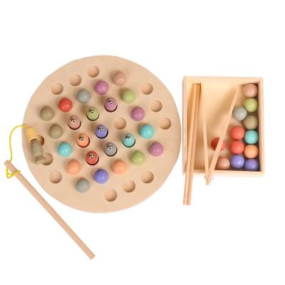 China Eductional Toys 2 in 1 Early Educational Montessori Toys for Kids Wooden Train Fishing with Magnetic Toys for sale