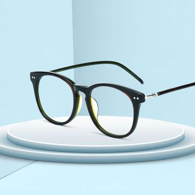 China Retro 2021 new men's and women's myopia glass frame oval full flat mirror anti-blue glasses for sale