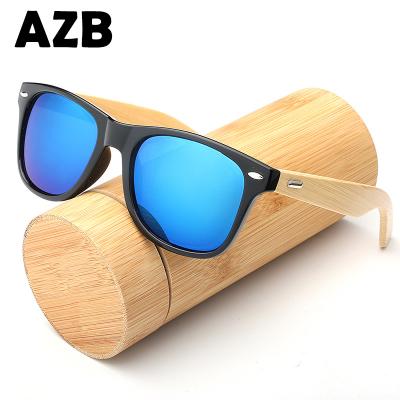 China Personality color film colorful bamboo sunglasses for men and women with legs and PC bamboo sunglasses can be printed with customized logo for sale