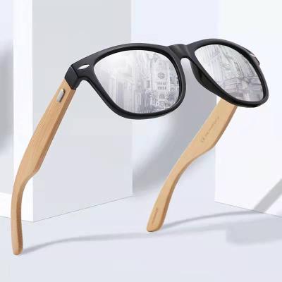 China Wholesale Personality Wood Frame Sunglasses Blue Color Glass Recycled Skateboard Custom Wood Bamboo Glasses For Unisex for sale