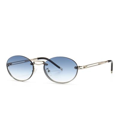 China Unisex Half Frame Metal Frame Sunglasses Viper Lenses Modern Round Sunglasses Retro Sun Glasses Unisex for sale