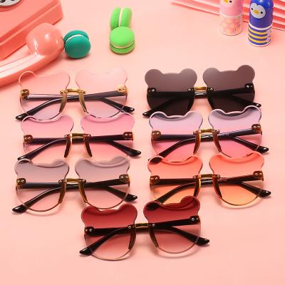 China Trendy Bear Sunglasses Kids Fashion Rimless Personality Baby UV Protection Sunglasses Cute Sun Glasses for sale