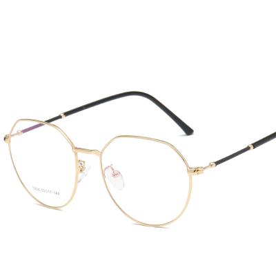 China The new trend ultra-light polygon fashion half glass frame 5924 metal flat mirror can be equipped with myopia glass frame for sale