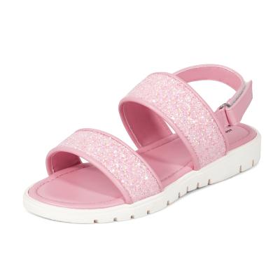 China Breathable Girls Glitter Sandals Girls Glitter Sandals Hook And Loop Summer Shoes With Back Strap for sale