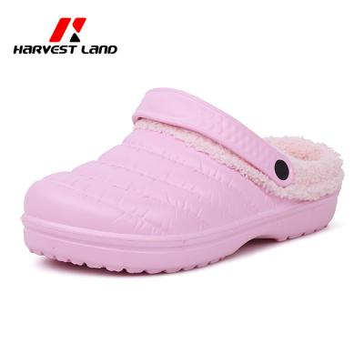 China Wholesale Custom Color LOGO Warm Winter Clog Shoe Fur EVA Injection Anti-slippery Garden Shoes For Women for sale