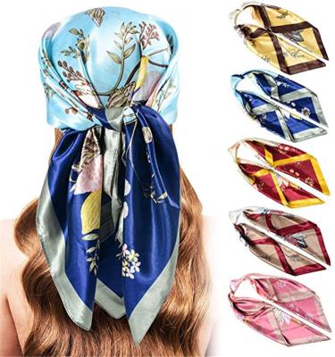 China New Design Summer Style Luxury Square Scarf Fashion Silk Scarf 90x90 for sale