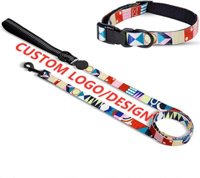 China Personalized Accept Custom Logo Combo Safety Outdoor Walking Training Dog Collar And Leash Set Dogs for sale