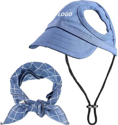 China Low MOQ Sun Custom Cotton Sun Visor Pet Baseball Cap Dog Bandana Set for sale