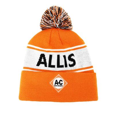 China Keeping warm European and American warm autumn and winter letters hat jacquard embroidery ball knitted hat customization for women for sale