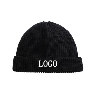 China Keeping Warm Autumn And Winter Woolen Dome Knitted Hat Custom LOGO Embroidery For Women And Men for sale