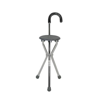 China Aluminum Crutch Stool Old Man Aluminum Walking Stick With High Quality Plastic Stool for sale