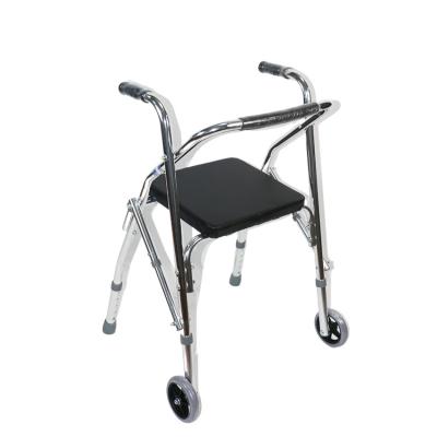 China Aluminum For Disabled Folding Aluminum Alloy Walking Stick Walking Aids Walker With Seat And Wheels for sale