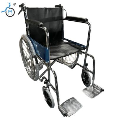 China Junneng steel manual wheelchair top JN809 sale cheap folding wheelchair economy prices steel standard wheelchair for sale