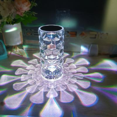 China Wholesale Minimalist Luxury Water Drop Shade Effect Crystal Acrylic Shiny With Drop Touch Crystal Table Lamp Usb Rechargeable for sale