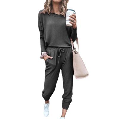 China 2021 European spot spring women's new American and American solid color breathable loose long-sleeved casual suits for sale