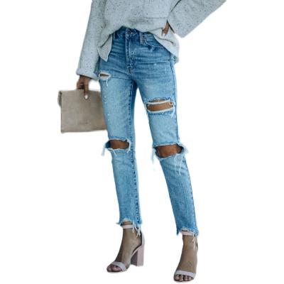 China 2021 New Viable Women's Straight Leg Jeans Ripped Jeans Women's Jeans for sale