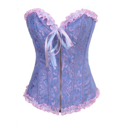 China Foreign trade breathable supply the bouquet the waist the multi-color zipper corset with lace the abdomen corset for sale