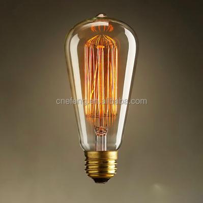 China Brass Vintage Filament Edison Bulb ST64 Straight Filament Lamp 40W 60W for sale