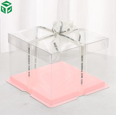 China Mini transparent recyclable clear plastic PVC PET cake box packaging with lid wholesale on sale for sale