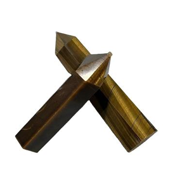 China China Natural Gemstone Yellow Tiger Eye Crystal Point Pillar For Energy Massage Gemstone Point for sale