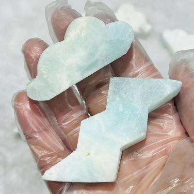 China China Natural Crystal Blue Aragonite and Pink Aragonite Engrave White Clouds and Lightning Decorative Ornaments for sale