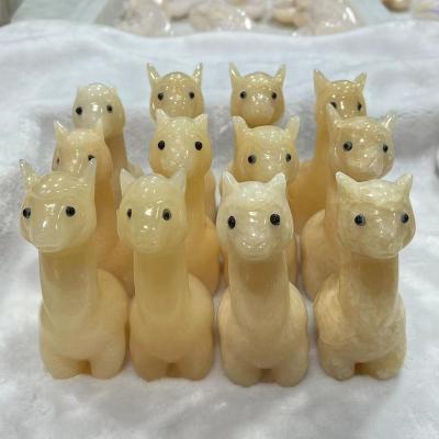 China China Natural Crystal Topaz Carved Animal Alpaca Home Decoration for sale