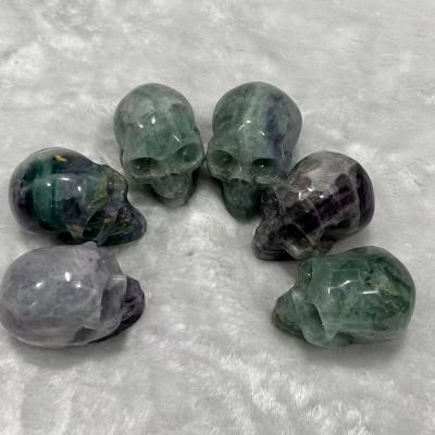 China Natural China Fluorite Hand Carved Skulls Healing Crystals for Home Decor for sale