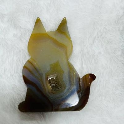 China AHot Hot Sale China Natural Agate Geode Carved Cat For Home Decorationgate for sale