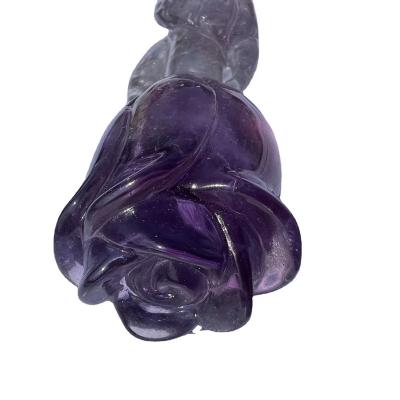 China China Wholesale Natural Crystal Crafts Amethyst Rose Flower Decorative Ornaments for sale