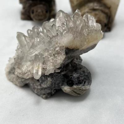 China China Natural White Crystal Cluster Carving Tortoise Healing Crystals For Home Decor for sale