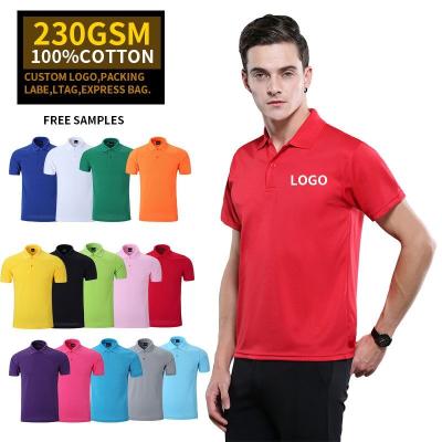 China Anti-wrinkle plain men's polo t shirts with custom logo print logo design white 100% cotton T-shirt polo shirt for sale