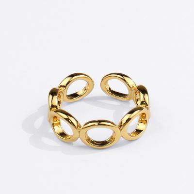 China Lead Free Nickel Free Minimalist Gold Plated Ring Stackable Hollow Circle Adjustable Open Geometric Ring Jewelry for sale