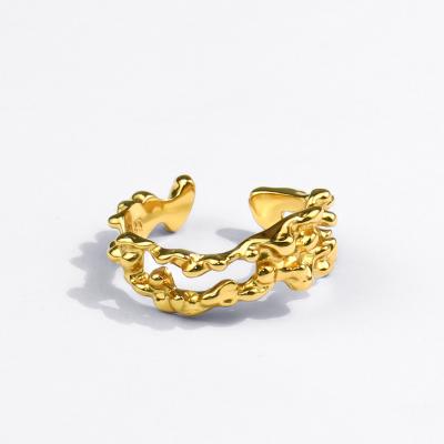 China 2021 Lead Free Nickel Free The New Fashion Gold Plated Jewelry Lava Open Ring Jewelry Irregular Geometric for sale